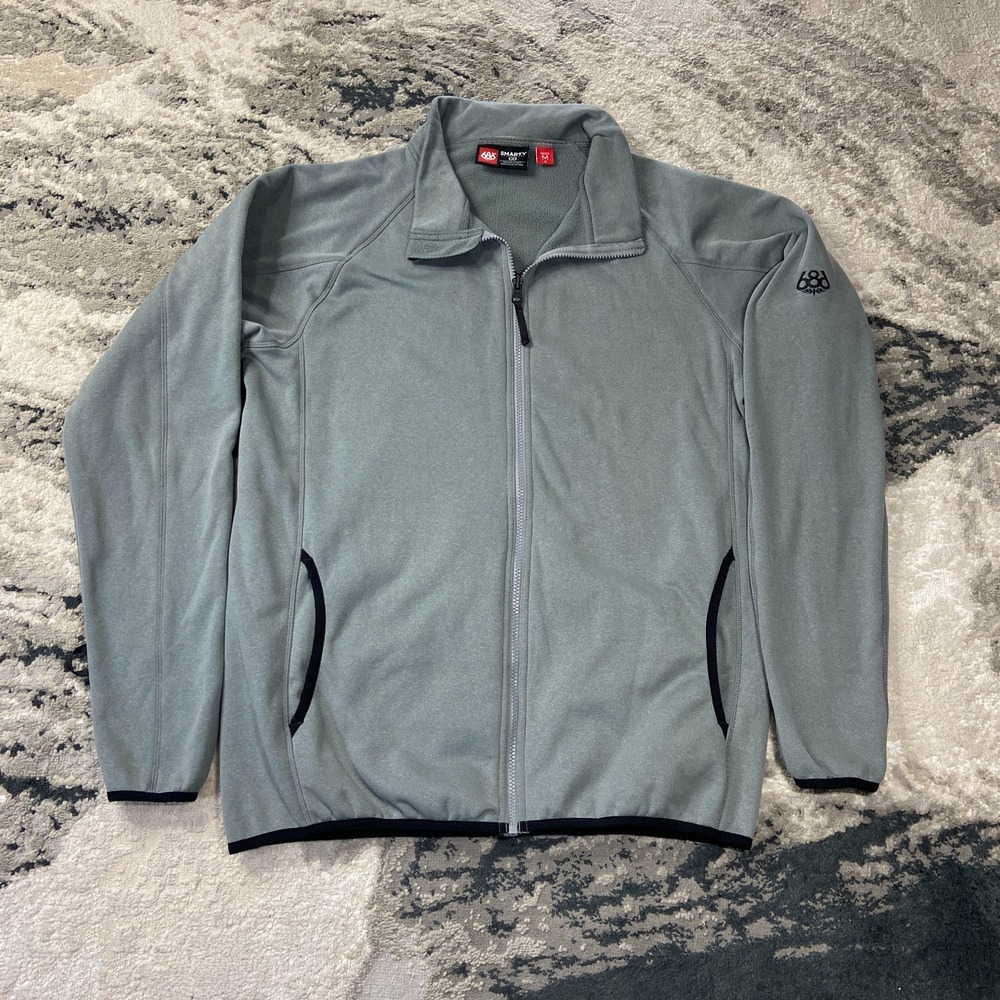 686 Smarty Technology Fleece Jacket Mens Medium Gray Thumbhole Sleeve Full Zip